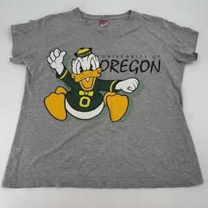 University of Oregon Ducks Donald Duck Graphic V Neck T Shirt Women's‎ Size L